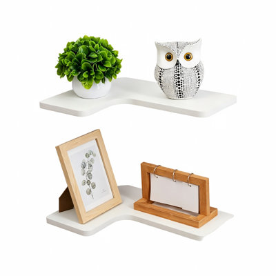 L-Shape Floating Wall Shelves 2 Pcs, 40 cm Corner Shelf Wall Mounted