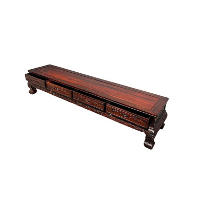 Double-sided Carved Chinese TV Cabinet Unfinished TV Stand for TVs up to 88"