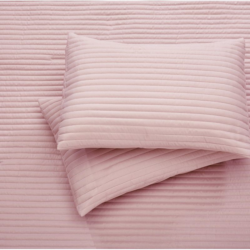 Ensemble d'édredon en polyester Felicia, Édredon pour grand lit + 2 taies décoratives pou, Rosé