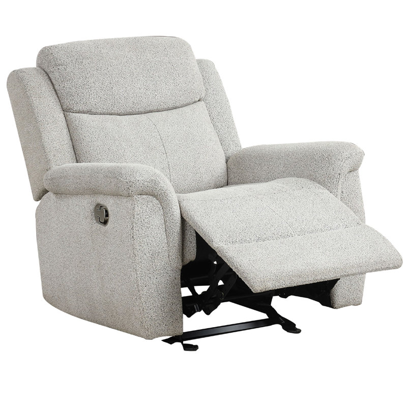 Fauteuil inclinable manuel oscillant Becy, accoudoirs rembourrés, gris clair