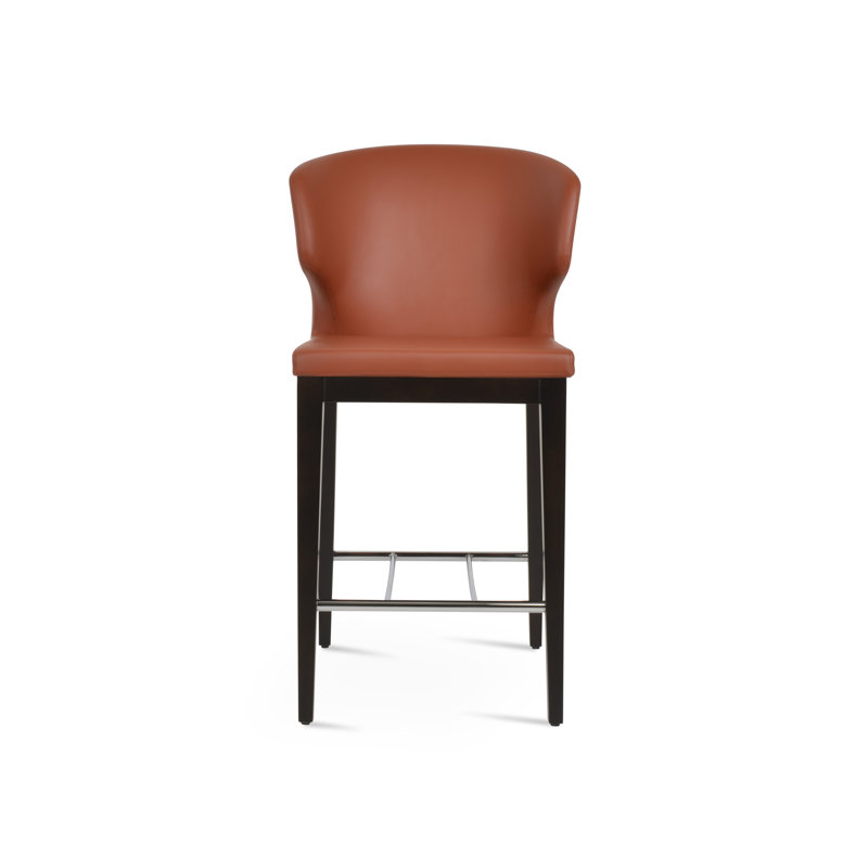 Tabouret de bar et de comptoir Amed, Wengé, Cannelle, Tabouret de comptoir (siège d'une hauteur de 24 p
