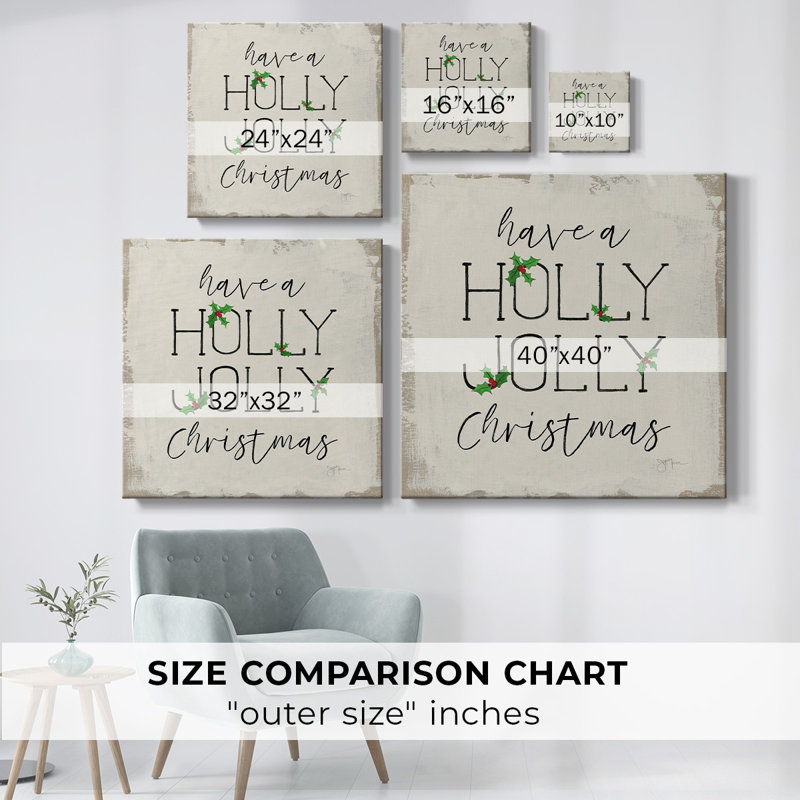 Holly Jolly Christmas - toile tendue avec châssis, H 16 po x l 16 po x P 1,5 po
