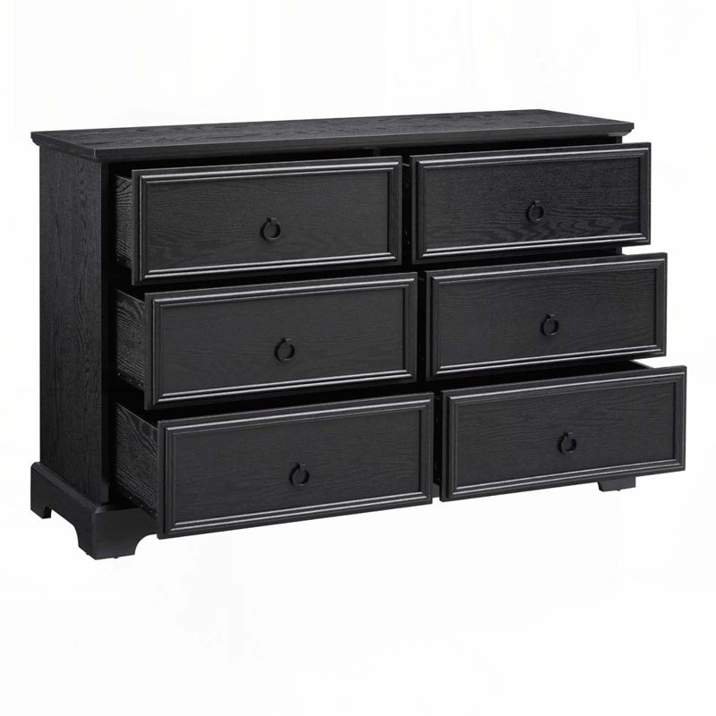 Farmhouse 6-Drawer Chest, Black