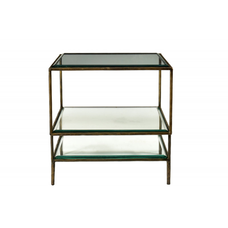 Table de bout en verre avec rangement