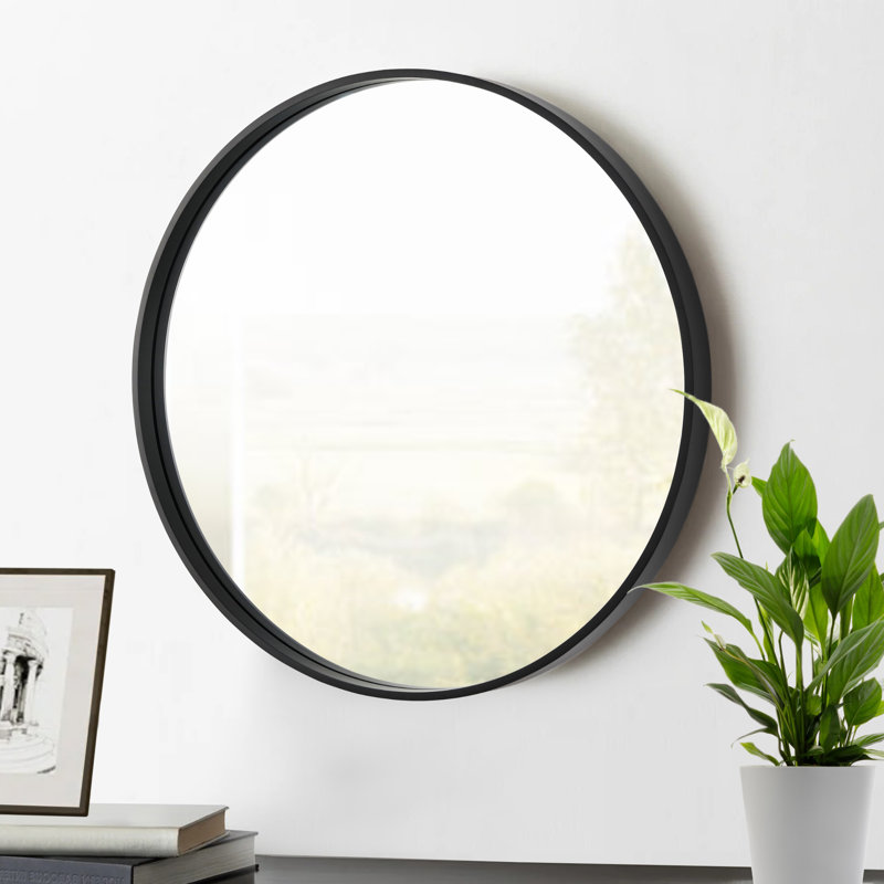 Miroir de salle de bain rond, Noir, 28 po x 28 po