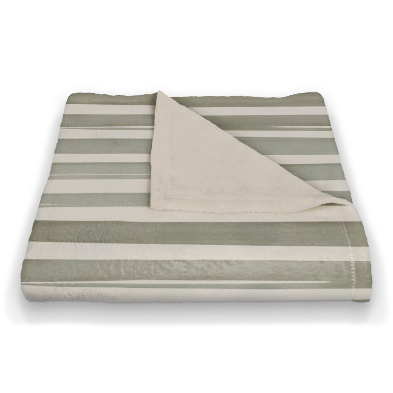 Hand Woven Throw Blanket, Green/White