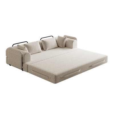 Lior 78.7-Inch Modern Chenille Convertible Sofa Bed With Side Pocket And Plush Pillows by NFusion