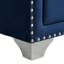 Table de chevet rembourrée en polyester avec 2 tiroirs, quincaillerie en cristal, pieds chromés, table de chevet pour ensemble de chambre à coucher, bleu pacifique