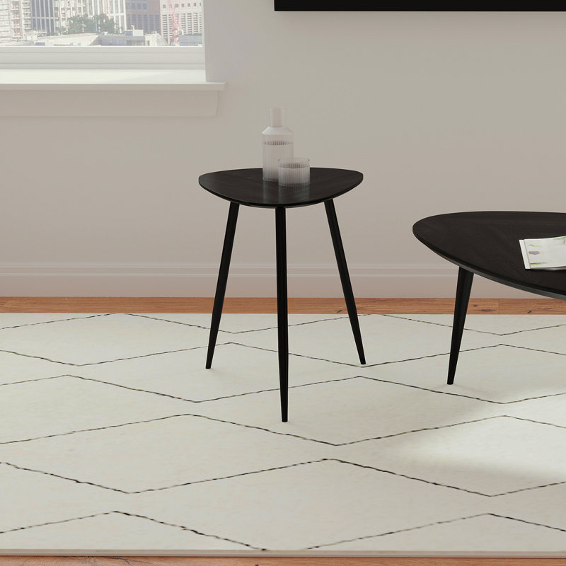 Xander Black Triangular Solid Wood End Table