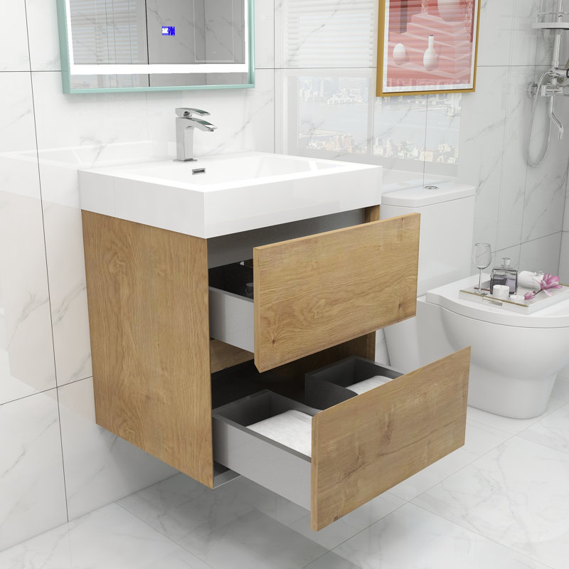 Ensemble de meuble-lavabo simple l 24 po, Chêne foncé