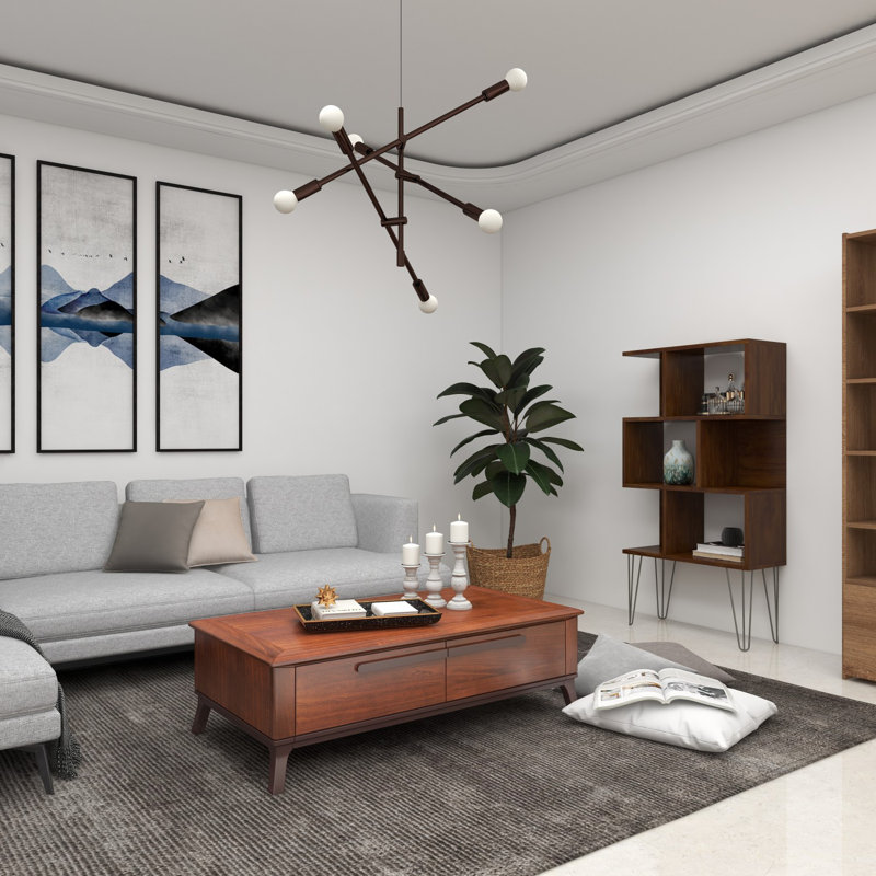 Ashburn Wood 4 Shelves Storage Brown Shelving Unit with Open Frame Design