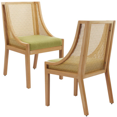Audri Rustic Style Dining Linen Upholstered Solid Wood Side Chairs by Bayou Breeze