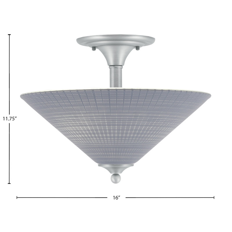 Mannheim Semi-Flush 2 Bulbs With Glass, Brushed Nickel, Gray