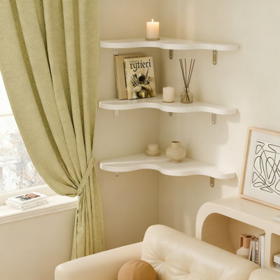 Ensemble de 3 tablettes murales flottantes flottantes avec supports pour la décoration murale dans la chambre à coucher, le salon, la chambre de bébé et la salle de bain