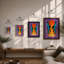 Figures Around Flame Modern - Framed Print-1817255935-1817255933