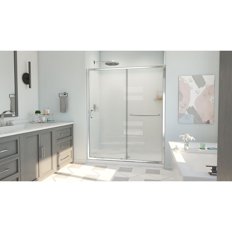 60" W x 36" D x 78" H Semi-Frameless Rectangle Shower Kit, Chrome