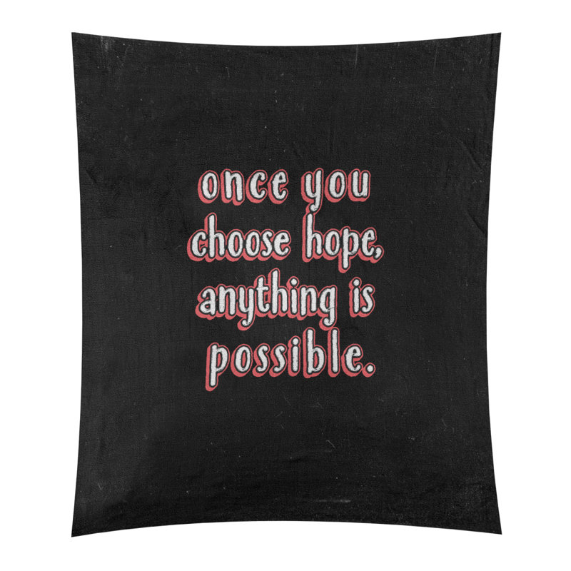 Tapisserie tableau noir en polyester, citation d’espoir, H 27,5 po x l 37,5 po, Rouge