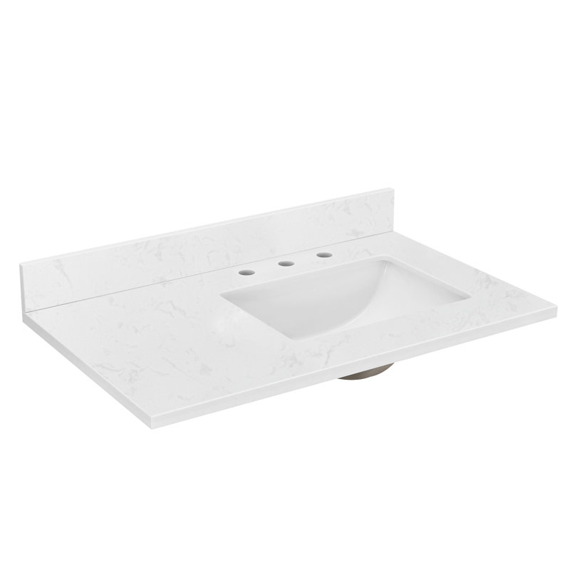 36" Engineered Stone Single Bathroom Vanity Top With Sink