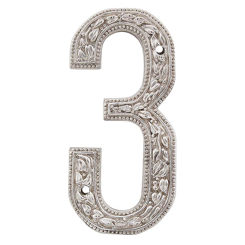 5 in. San Michele House Number, Polished Nickel, 3