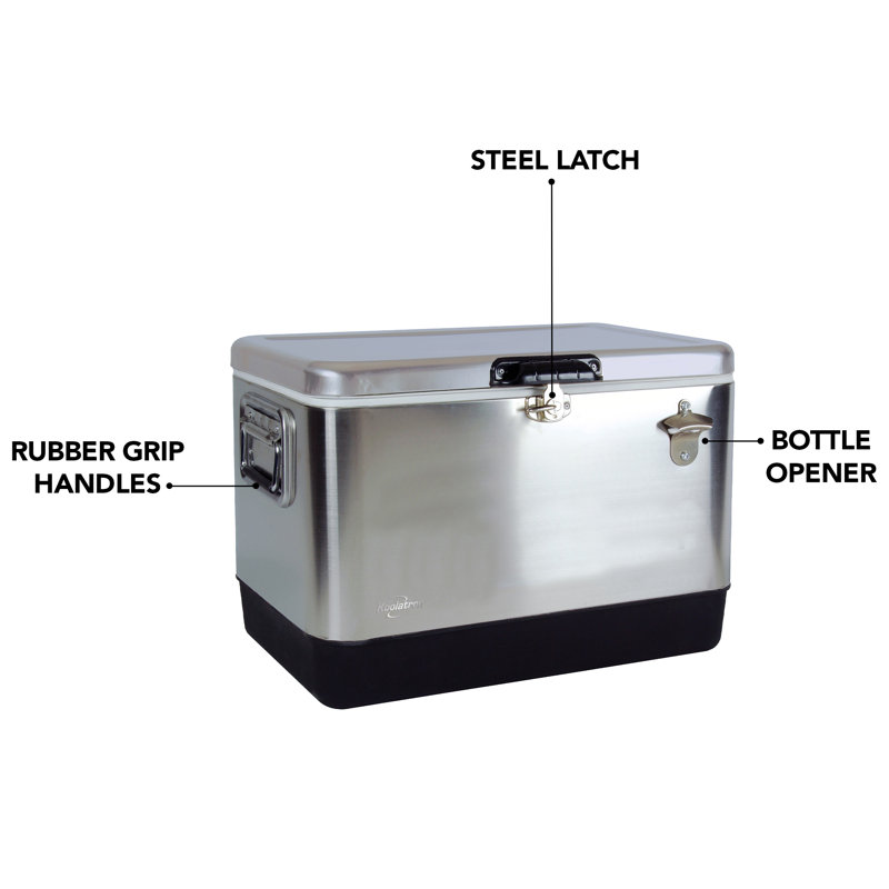 Stainless Steel and Black 51L Ice Chest Cooler with Bottle Opener