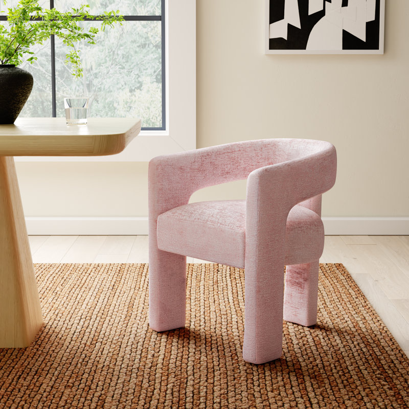 Darlington Chenille Upholstered Dining Arm Chair, Gwen Pink Microsuede
