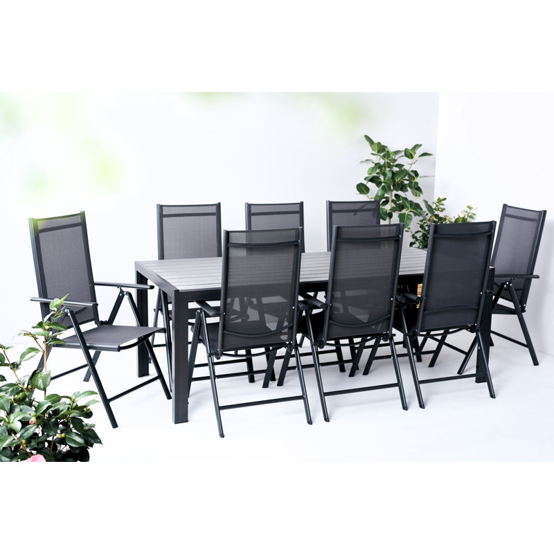 Jahairy 8 - Person Patio Dining Set with Rectangular Table, Grey