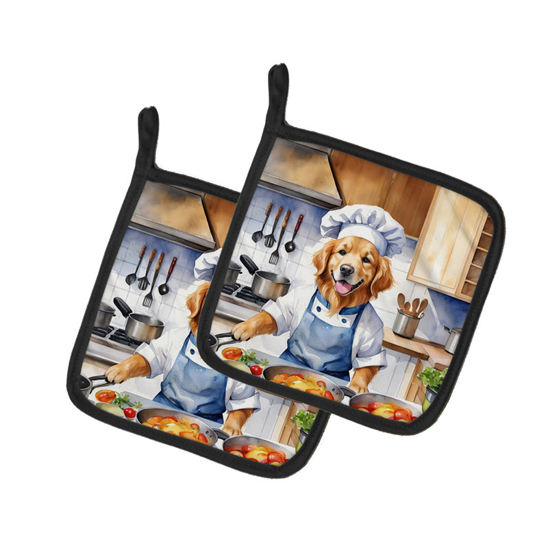 Caroline's Treasures The Dog Chef Polyester Potholder Set