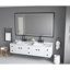 Miroir rectangulaire de salle de bain brouillard encadré noir-117090190
