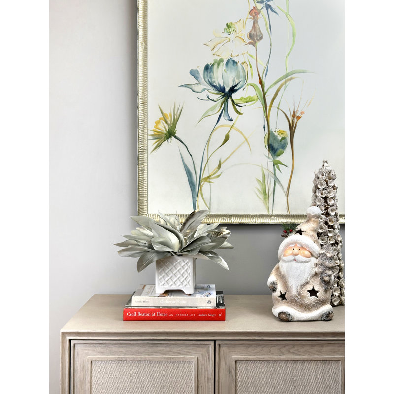 Holiday Magnolia Leaf Arrangement in a Ceramic Vase