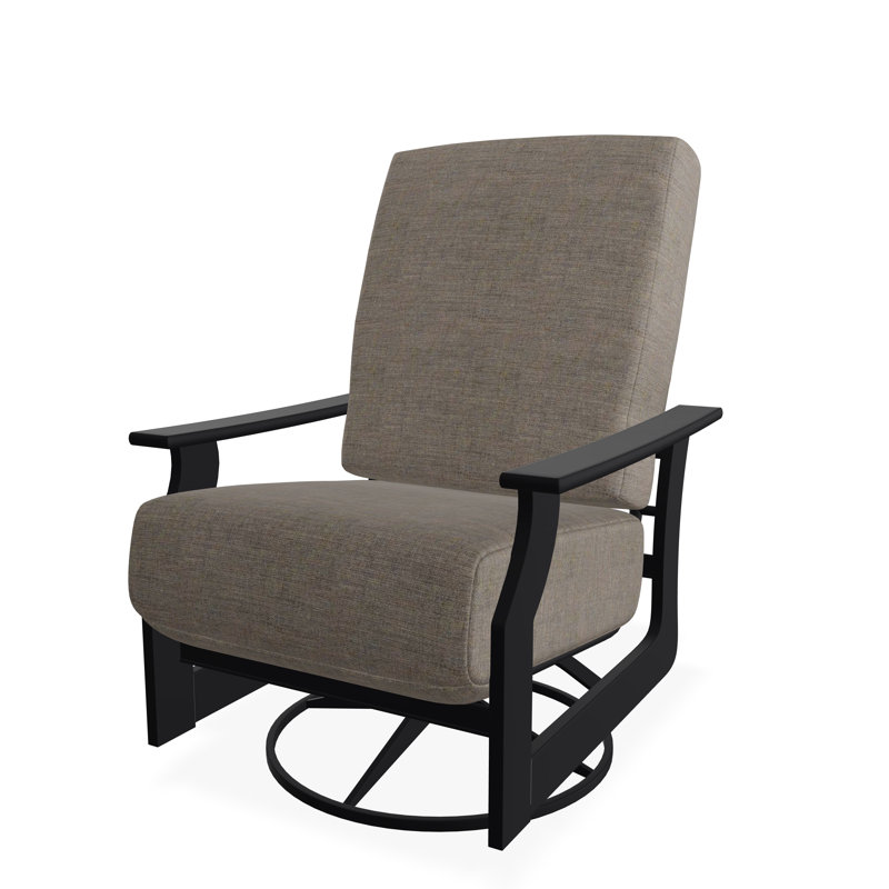 St. Catherine Marine Grade Polymer Deep Seating Cushion Swivel Rocker, Black, Cast Ash Sunbrella® Plainweave