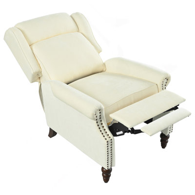 29.75" Push Back Recliner Chair Upholstered Recliner Armchair With Classic Wing Back And Solid Gourd-Shaped Wooden Legs For Living Room And Bedroom