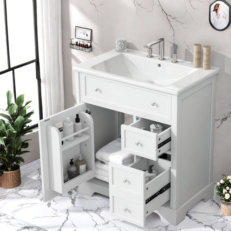 Meuble-lavabo compact compact avec lavabo en bois massif