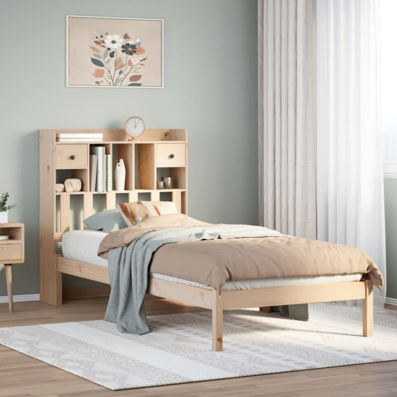 Jamesville Solid Wood Bed, Brown, European Single (90 x 200cm)
