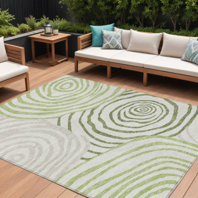 Tapis intérieur lavable abstrait vert artichaut 8 pi x 10 pi HomeRoots