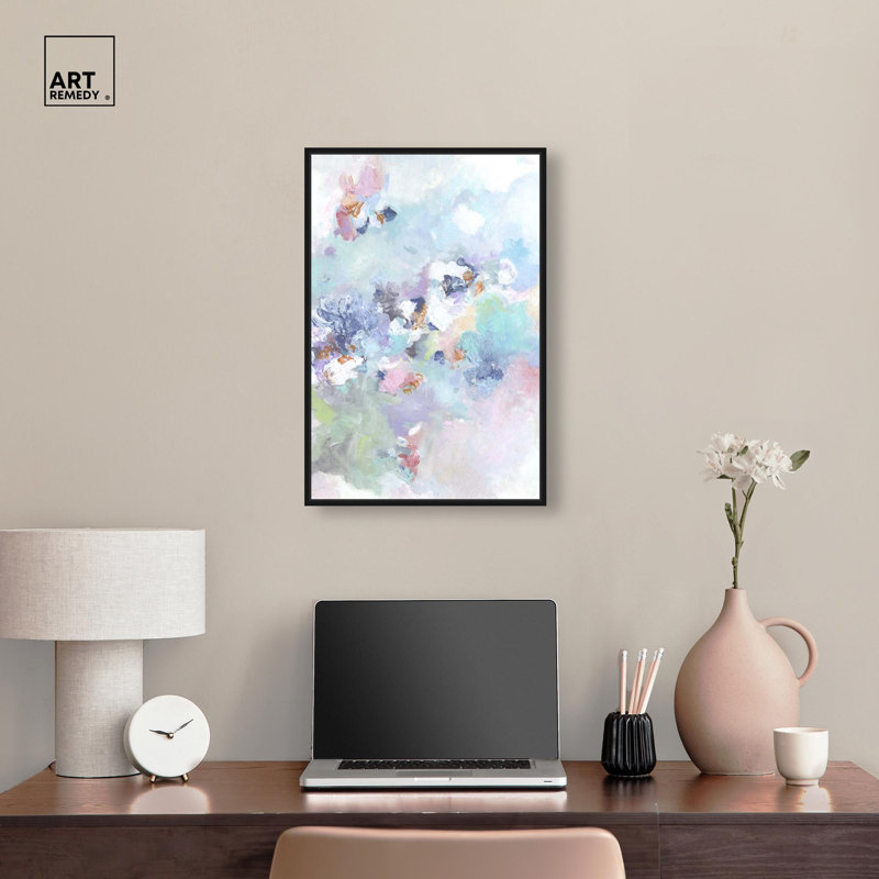 Breeze in Blush II, impression murale sur toile par Art Remedy, cadre noir, 16 x 24, H 25 po x l 17 po, Cadre noir