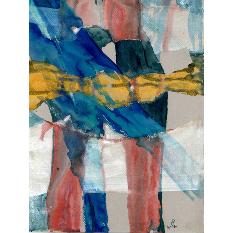 (Gris) par Mark Lembo - Peinture, Papier avec cadre noir, 30" H x 24" W