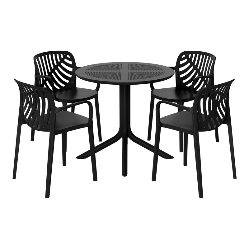 Ensemble repas extérieur pour 4 personnes, Noir
