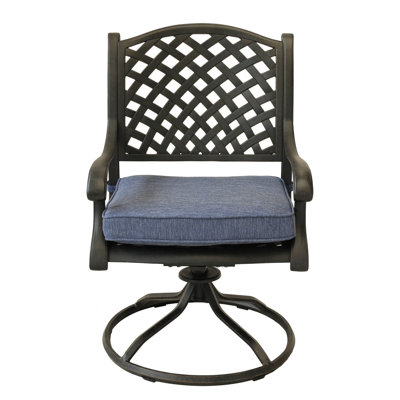 Chaise berçante pivotante pour l'extérieur avec coussin, ensemble de 2