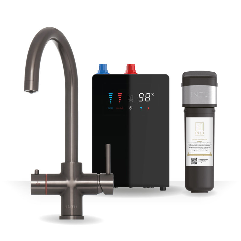 4-1 Instant Boiling Filtered Water Tap - Swan Neck, Gunmetal