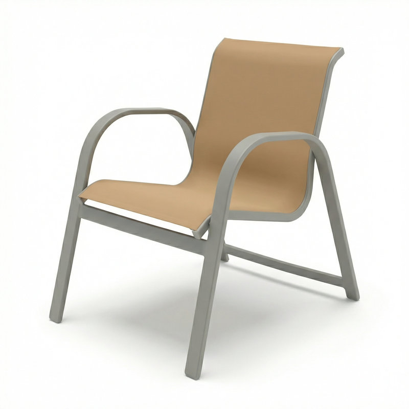 Windward Outdoor Anna Maria Arm Chair, Destiny Sand II Sling/Matte Gray