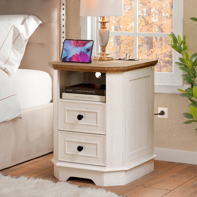 2-Drawer Nightstand, White