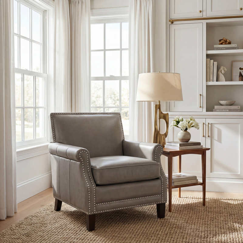 Aleshia Faux Leather Armchair, Faux Leather Clay