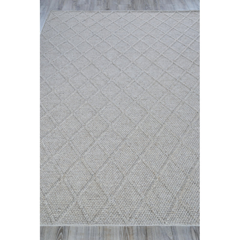 Brentwood Hand Woven Wool Geometric Area Rug, Silver, Rectangle 10' x 14'