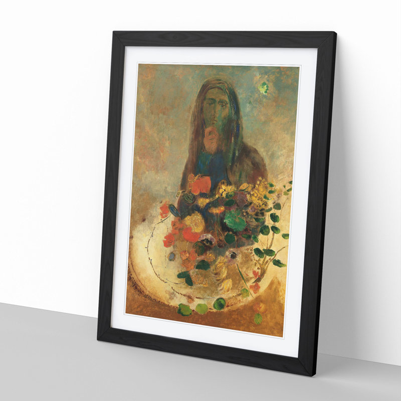 Mystery by Odilon Redon - Picture Frame Painting, 65cm H x 48cm W x 2cm D, Black Framed