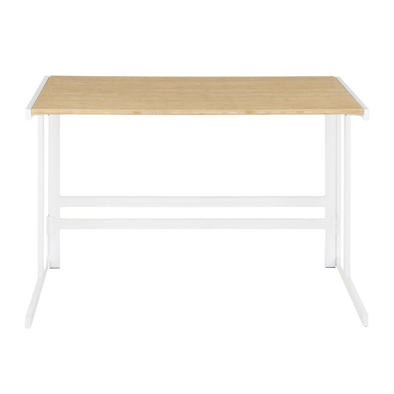 Bureau industriel en métal et bambou grain de bois pressé