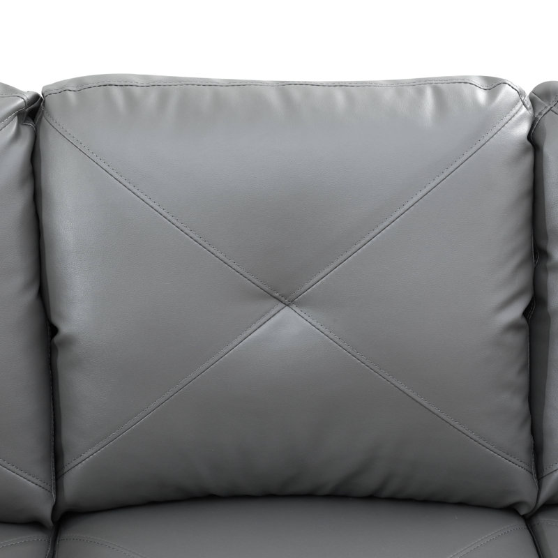 Glennia Faux Leather L-Shaped Sectional, Gray Faux Leather, Left Hand Facing