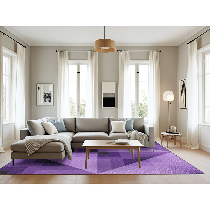 Tapis mauve à motifs/bleu marine Holte, Rectangle 8 pi x 12 pi