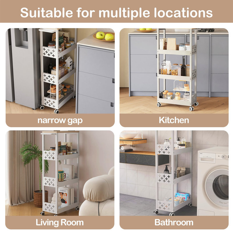 17 cm W Storage Rack, White