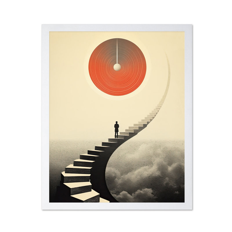 Escalier Trippy, Poster, White Framed, 11"H x 14"W