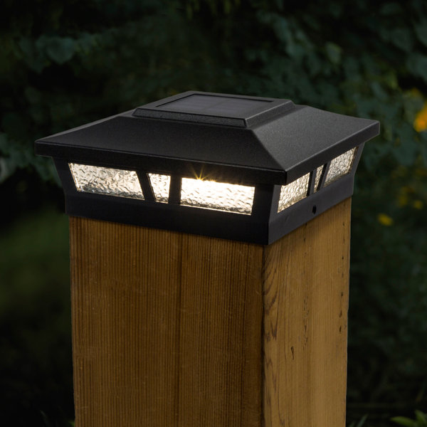 iGlow 12 Pack Japanese Style Black x Solar Post Light SMD LED Deck Cap Square Fence Outdoor Garden Landscape PVC Vinyl Wood - 5